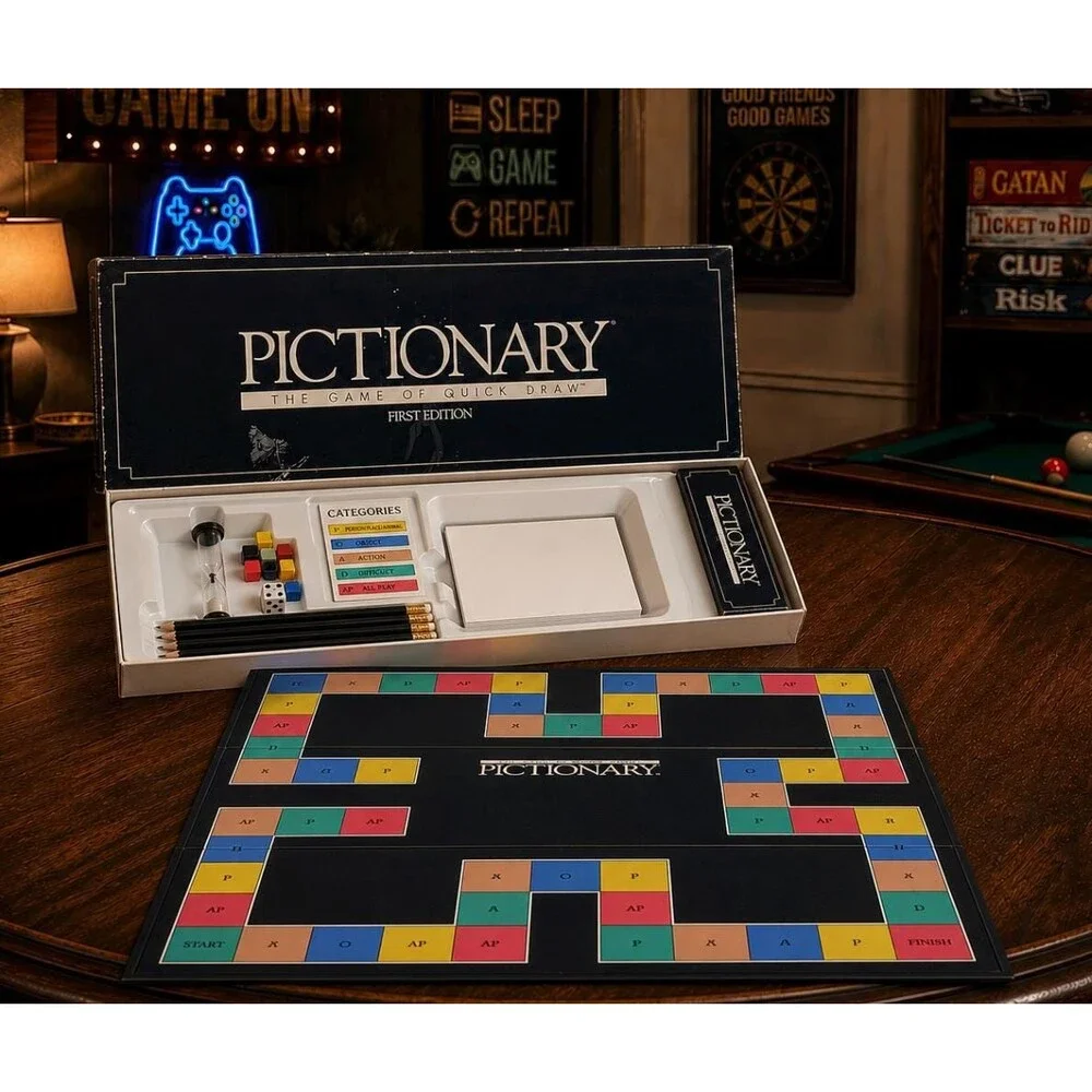 Vintage Pictionary First Edition Board Game 1985 Complete with Original Box Card